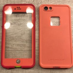 life proof fre iphone 6 plus case pink/green